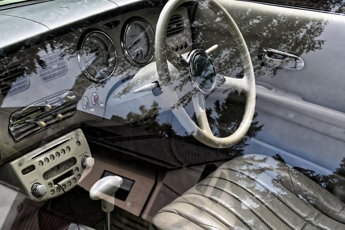 car interior in grey